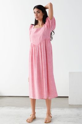 Square Neck Puff Sleeve Midi Dress from & Other Stories