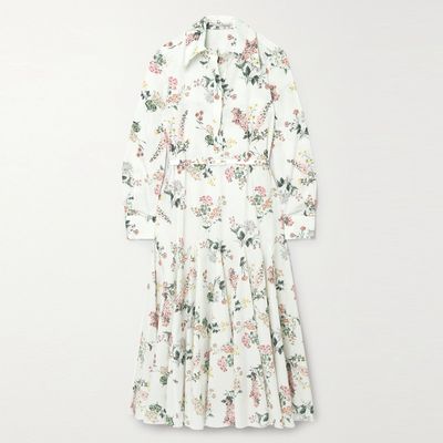 Marion Belted Floral-Print Organic Cotton-Poplin Midi Dress from Emilia Wickstead