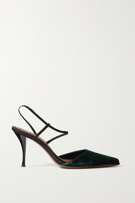 Tangra Suede-Trimmed Velvet Pumps from Neous