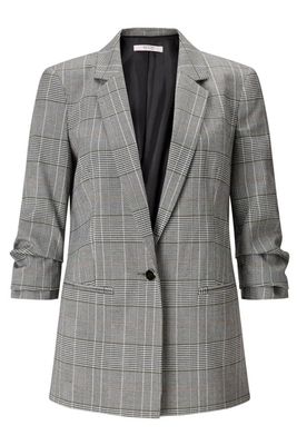 Multi Checked Ruched Sleeve Blazer from Miss Selfridge