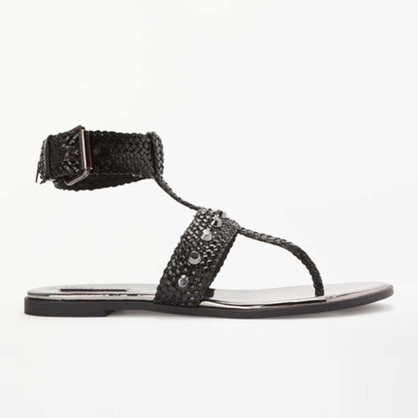 Porta Black Leather Sandals from Finery