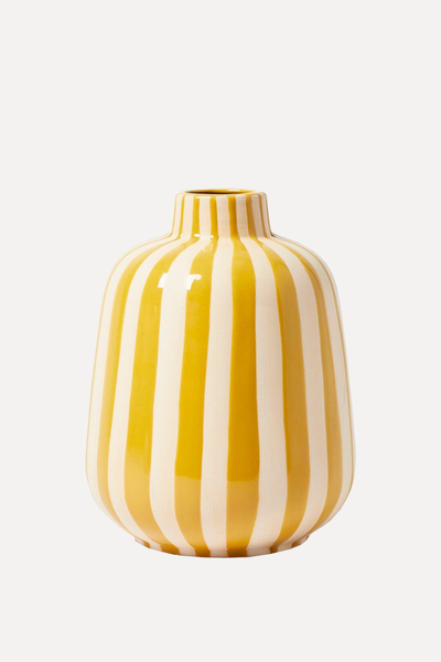 Riviera Stripe Yellow Ceramic Vase from Oliver Bonas