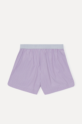 Stripe Cotton Elastic Shorts from Ganni