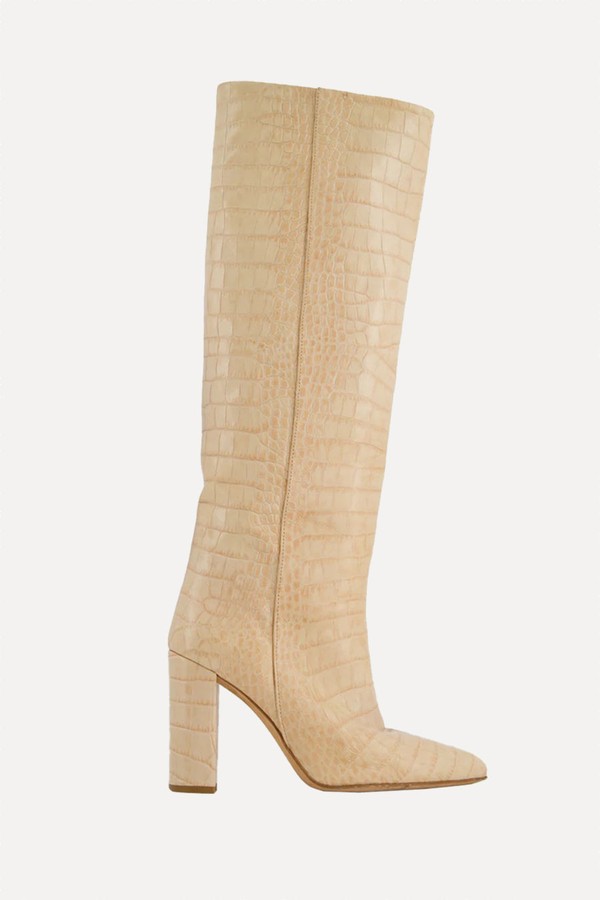 Crocodile Effect Leather Knee High Boots from Paris Texas