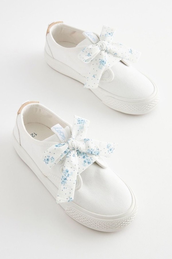 White Floral Lace Canvas Trainers from Next