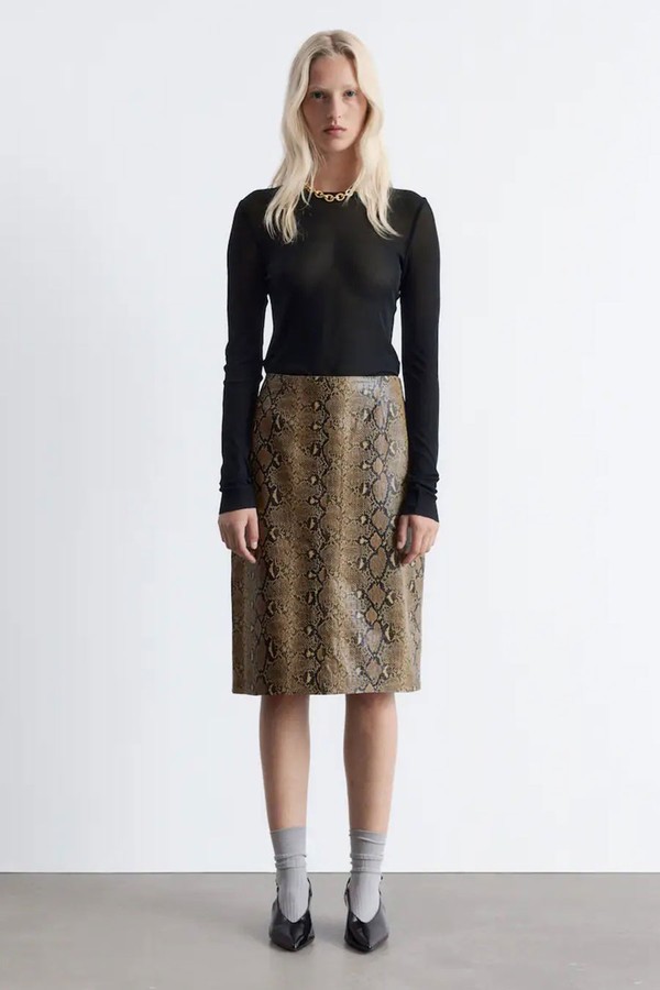 Snake Pattern Leather Midi Skirt from & Other Stories