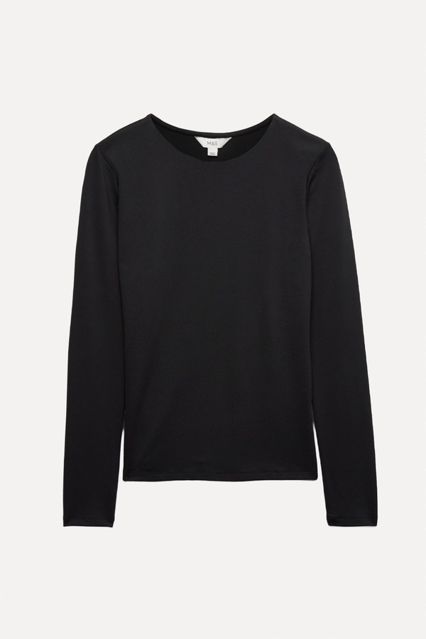 Slim Fit Crew Neck Long Sleeve Top from  Marks & Spencer