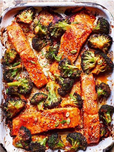 Korean Salmon & Broccoli Traybake