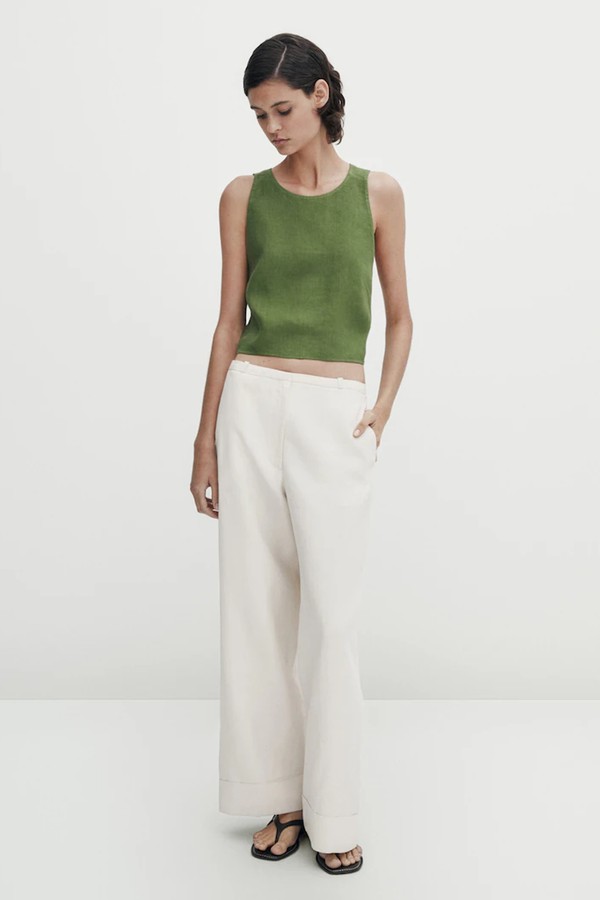Linen Top With Crossed Back from Massimo Dutti