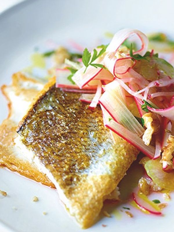 Seabass With Rhubarb Slaw