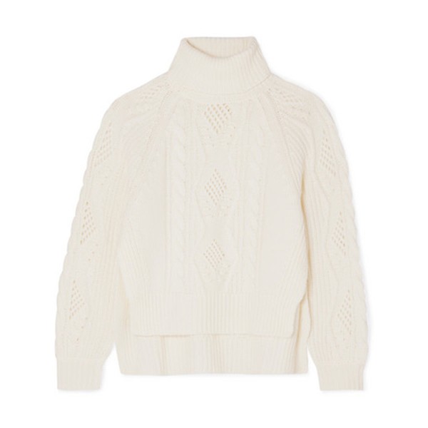 Cable And Open-Knit Wool-Blend Turtleneck Sweater from Loulou Studio