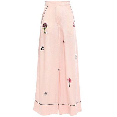 Georgie Embroidered Satin-Crepe Wide-Leg Pants from Temperley London