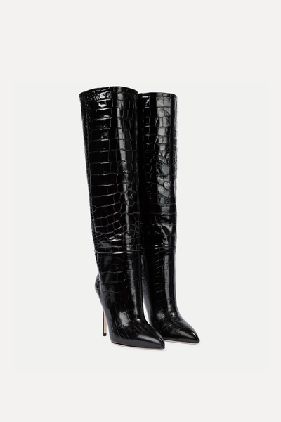 Croc-Effect Leather Knee-High Boots from Paris Texas