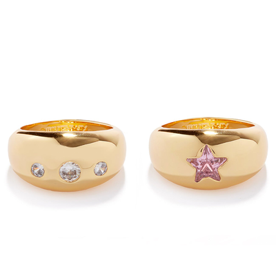 Set Of Two Crystal & Gold-Plated Rings from Timeless Pearly