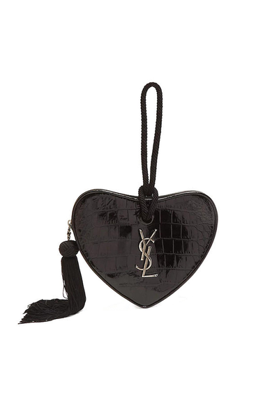 Heart Croc Effect Clutch from Saint Laurent 