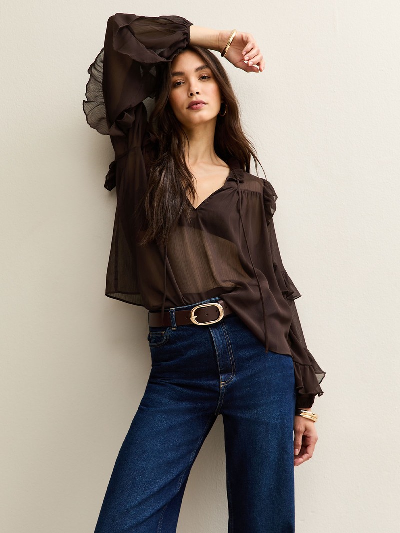 Chiffon Tie Neck Blouse