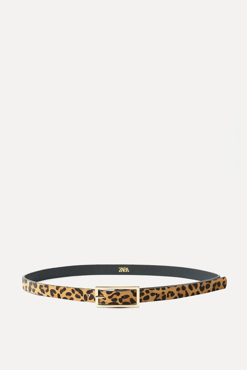 Animal Print Slim Leather Belt from Zara