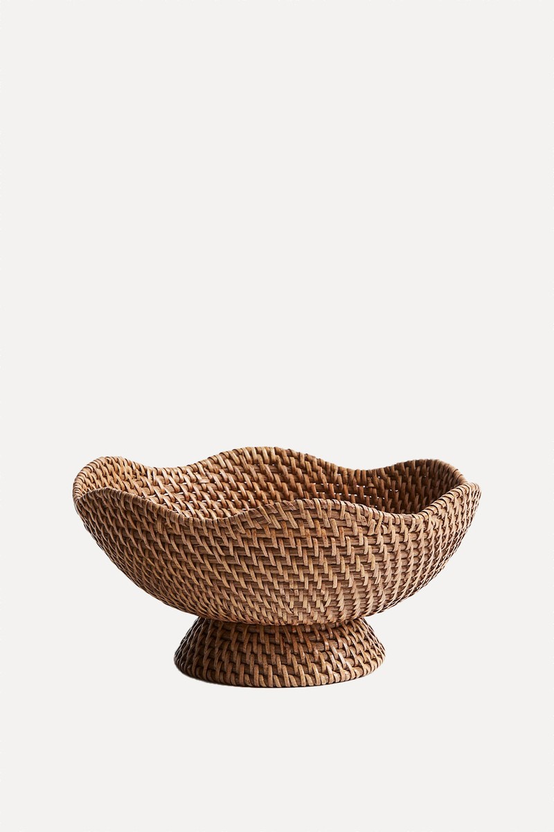 Footed Rattan Bowl