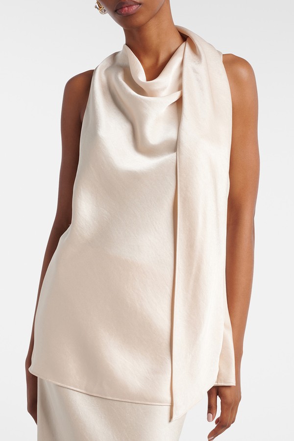 Scarf-Detail Satin Top from Vince 