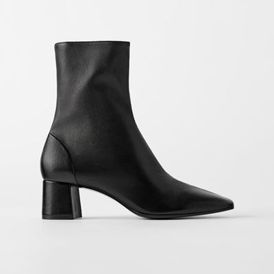Soft Leather High-Heel Ankle Boots from Zara