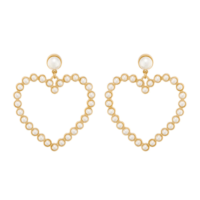 Statement Peal Heart Drop Earrings