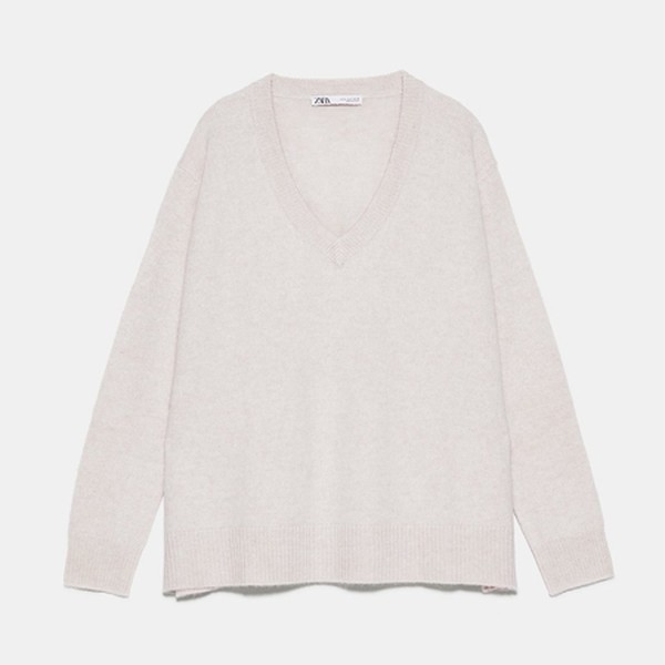 Oversize Cashmere V-Neck Sweater from Zara