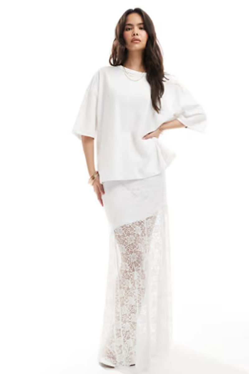 Lined Lace Hanky Hem Midi Skirt from Vero Moda