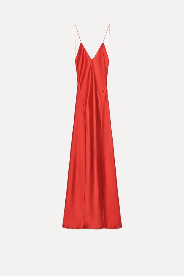 Open Back Long Satin Dress from Zara