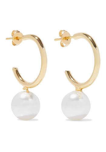 18-Karat Gold-Plated Faux Pearl Earrings from Iris & Ink