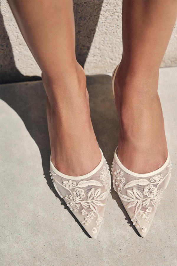Embroidered Mesh Slingbacks from Zara