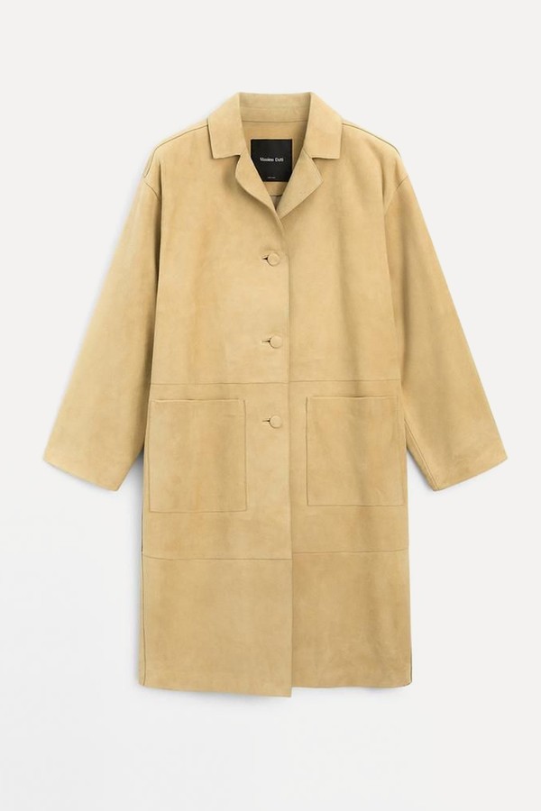 Long Suede Leather Coat