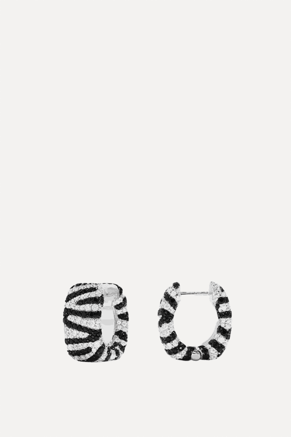 Zebra Sterling-Silver & Zirconia Hoop Earrings from APM Monaco