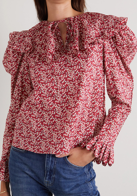 Gertrude Ruffled Floral-Print Cotton Blouse from Horror Vacui