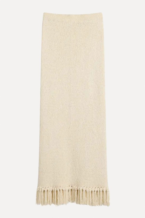 Lauryn Knitted Tassel Trim Maxi Skirt from 4th & Reckless