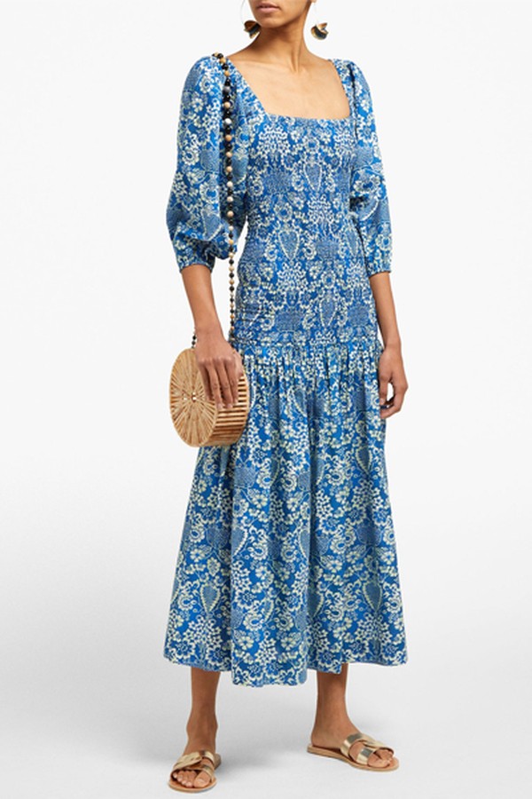 Harper Floral-Print Poplin Dress from Rhode