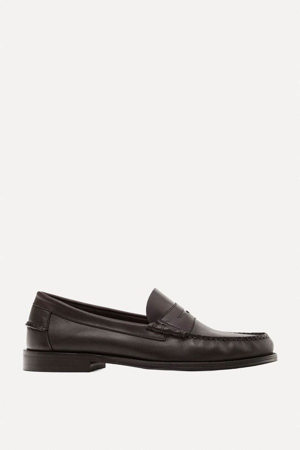 Soft Oiled Leather Penny Loafers from Massimo Dutti