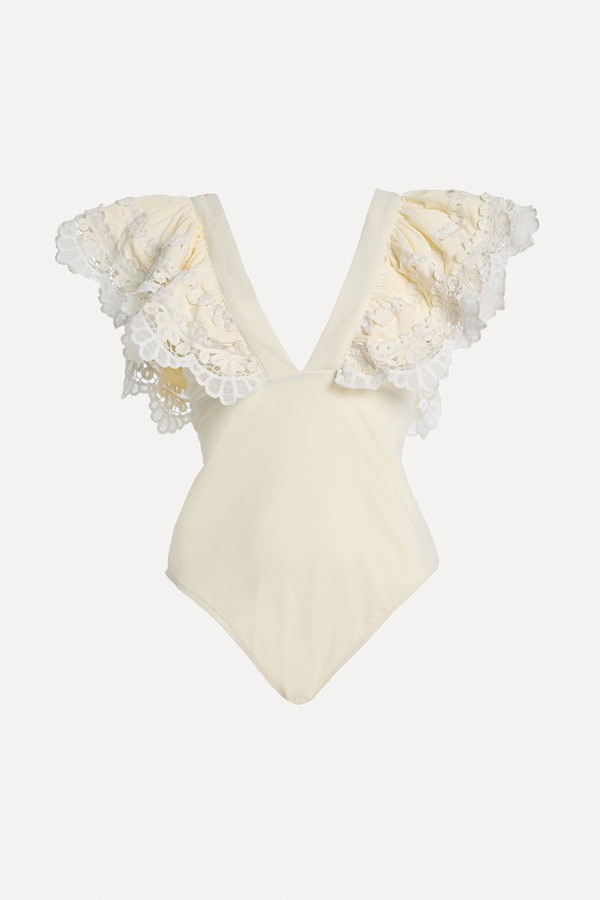 Lyla Ruffled Lace-Trimmed One-Piece Swimsuit from Sea