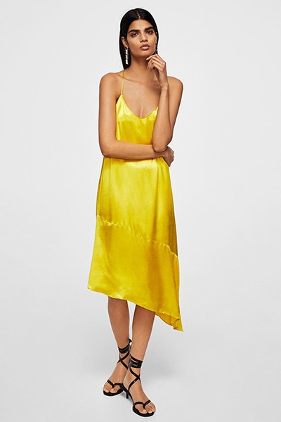 Asymmetric Satin Dress from Mango