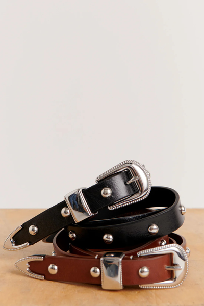 Cameron Studded Camel Belt from Balzac