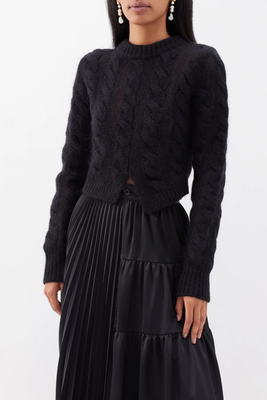 Uzuki Asymmetric Wool-Blend Cable-Knit Sweater from Cecilie Bahnsen