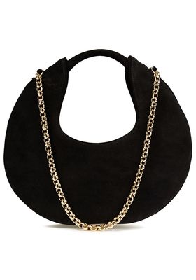 Luna Chain-Trimmed Suede Shoulder Bag from By Far