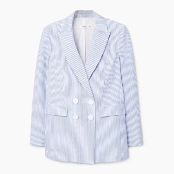 Fine Stripe Blue Blazer from Mango