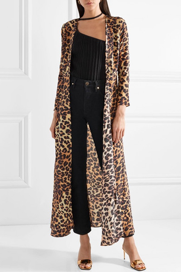 Leopard-Print Silk Crepe De Chine Robe from We Are Leone