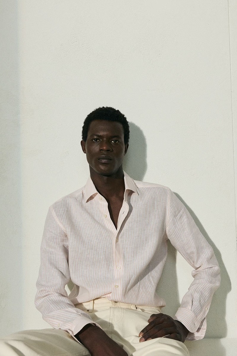 Slim Fit 100% Linen Striped Shirt from Mango