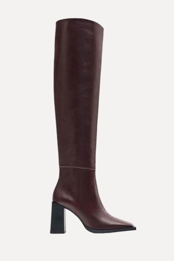Leather High Heeled Over-The-Knee Boots  from ZARA