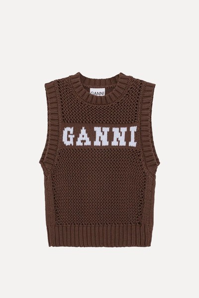 Intarsia Knit Logo Vest from GANNI