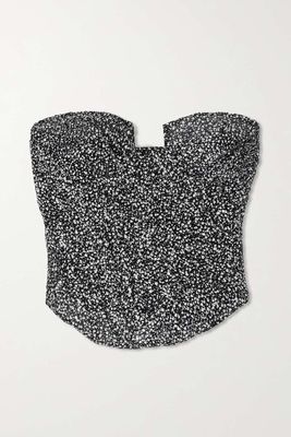 Strapless Glittered Tulle Bustier Top from Sandra Mansour