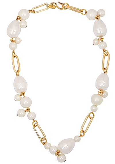 Faux-Pearl Embellished Gold-Tone Necklace from Kenneth Jaye Lane