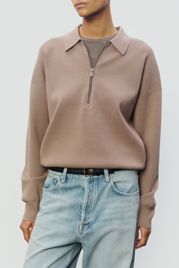 Silk Viscose Half-Zip Polo