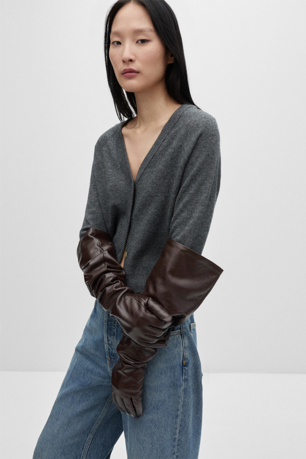 Long Leather Gloves from Mango